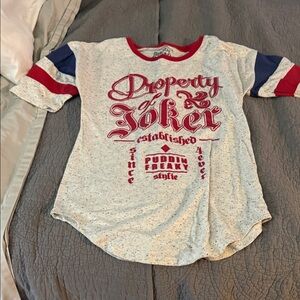 Joker 'Property of Joker' Speckled Raglan Tee - White with Red & Blue